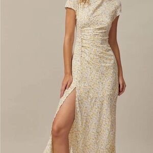 RIHOAS Yellow Floral Asymmetrical Dress